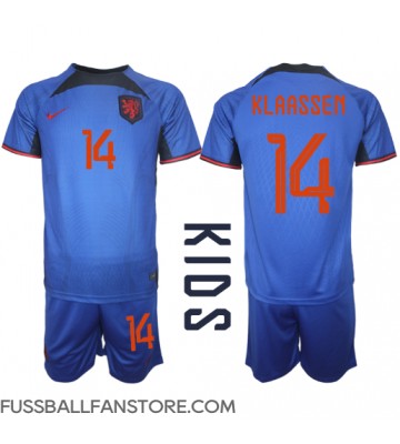 Niederlande Davy Klaassen #14 Replik Auswärtstrikot Kinder WM 2022 Kurzarm (+ Kurze Hosen)